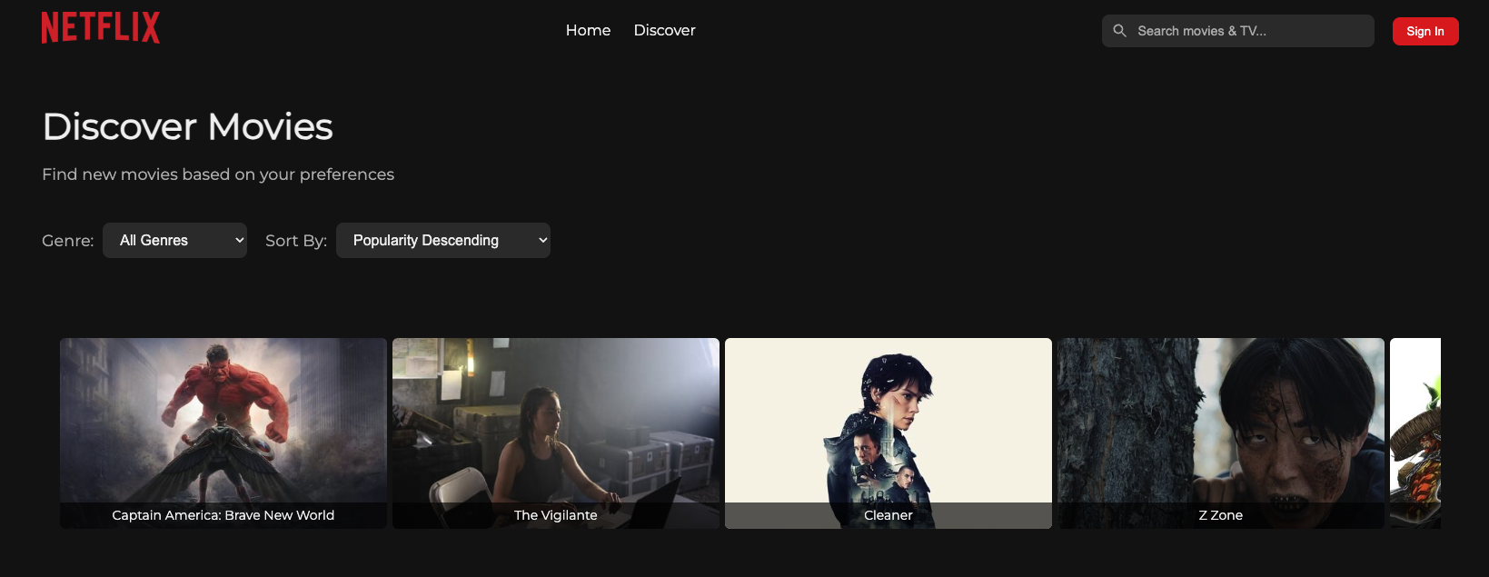 Netflix Detail Page
